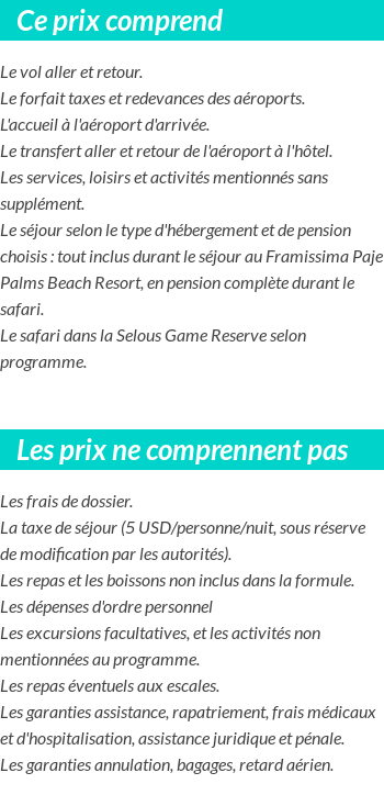 Conditions tarifaires