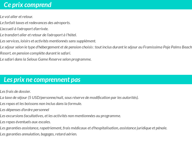 Conditions tarifaires