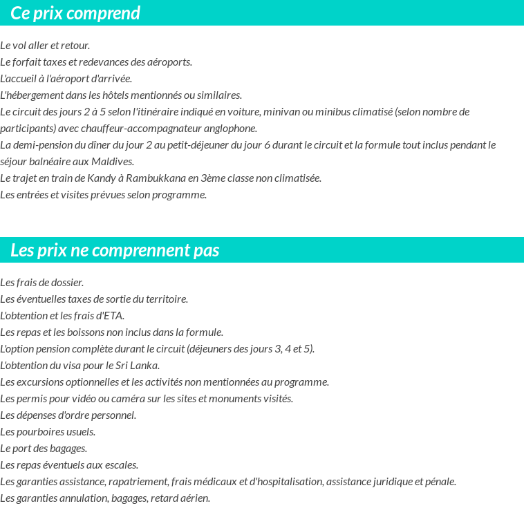 Conditions tarifaires