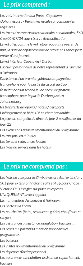 Conditions tarifaires