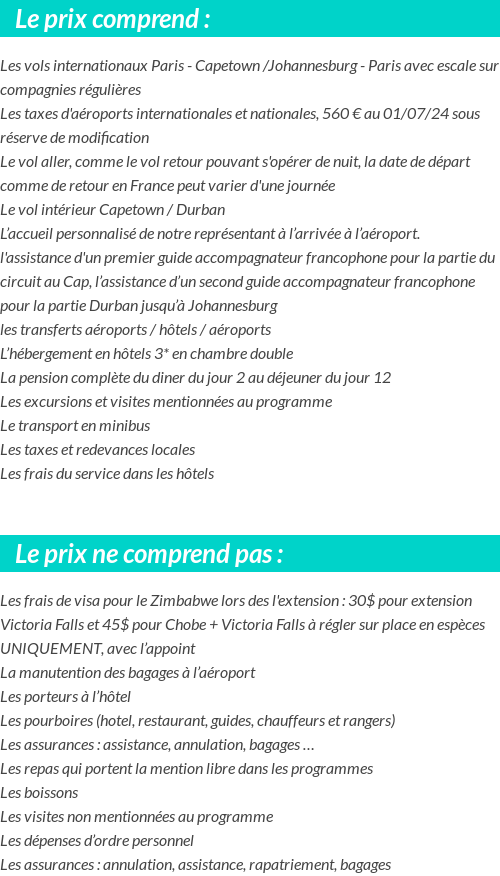 Conditions tarifaires