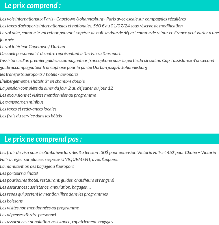 Conditions tarifaires