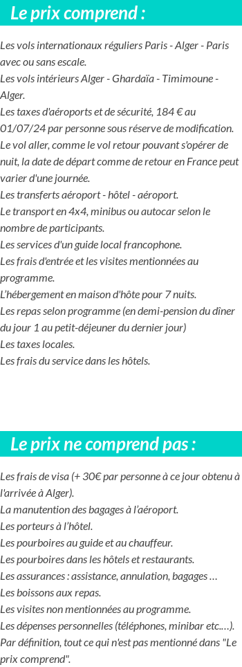 Conditions tarifaires