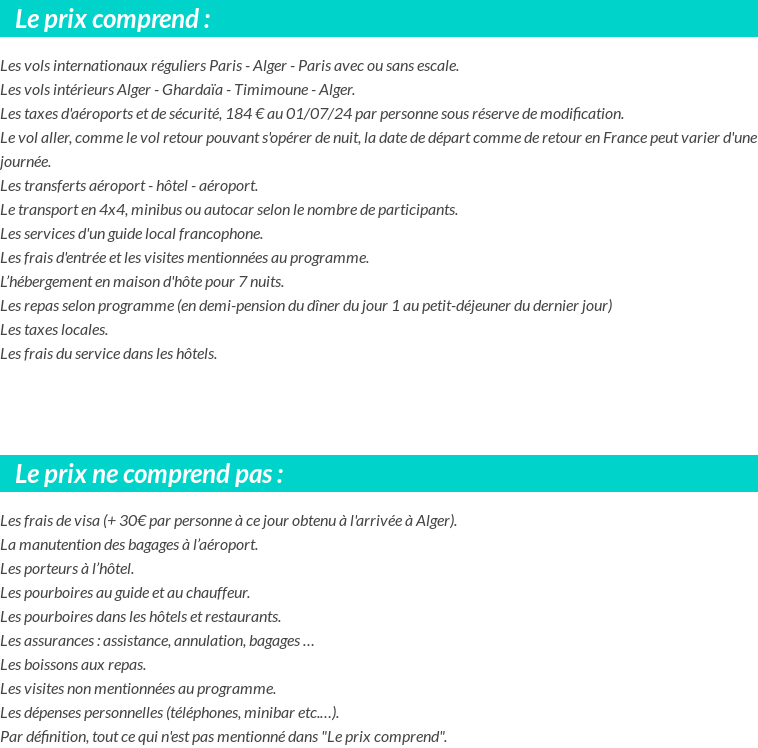 Conditions tarifaires