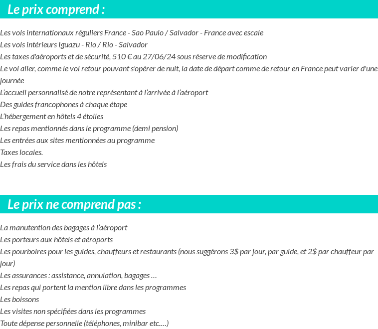 Conditions tarifaires