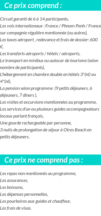 Conditions tarifaires