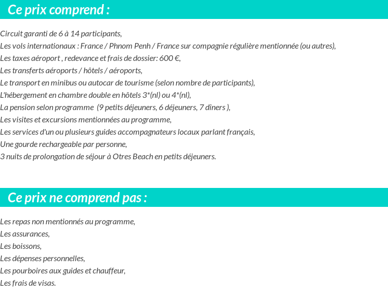 Conditions tarifaires