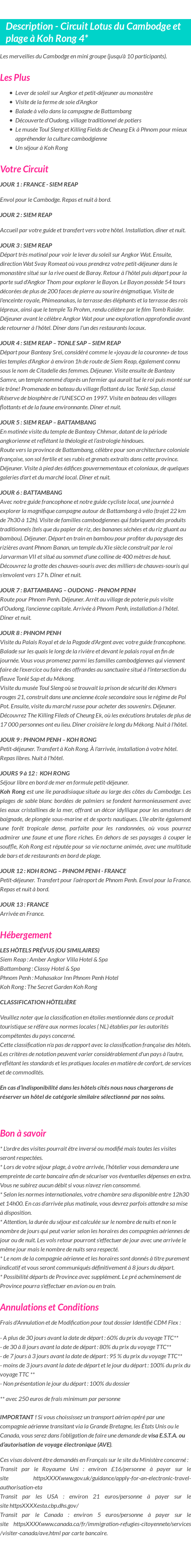 Détails du séjour