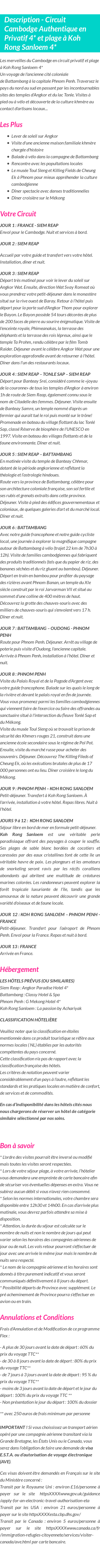 Détails du séjour