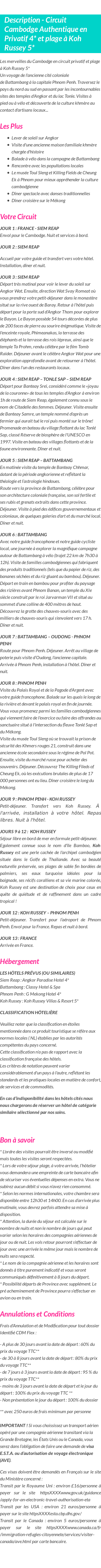 Détails du séjour