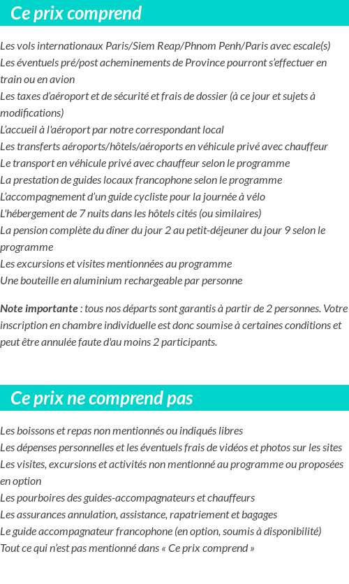 Conditions tarifaires