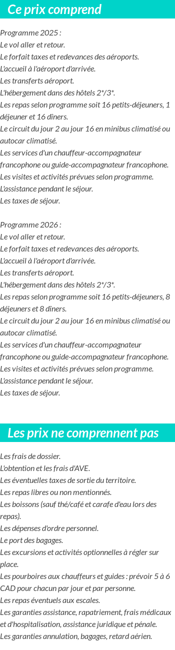 Conditions tarifaires