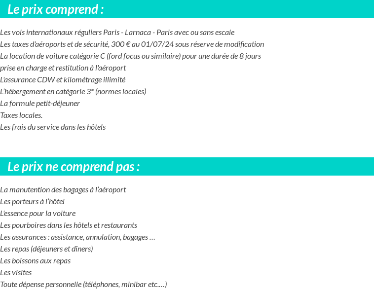 Conditions tarifaires