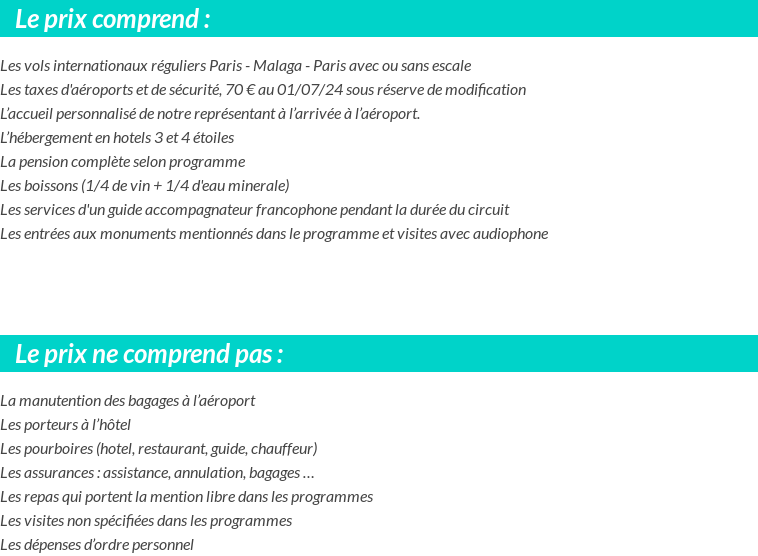 Conditions tarifaires