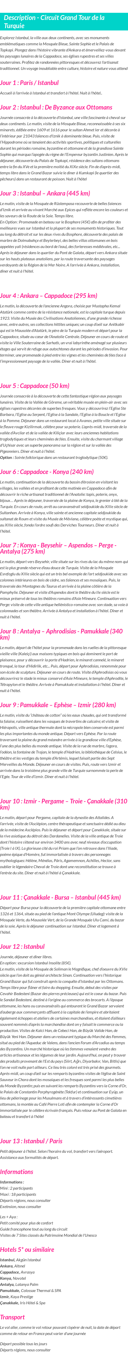 Détails du séjour