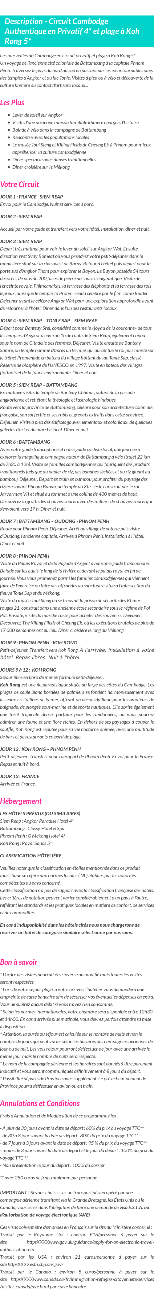 Détails du séjour