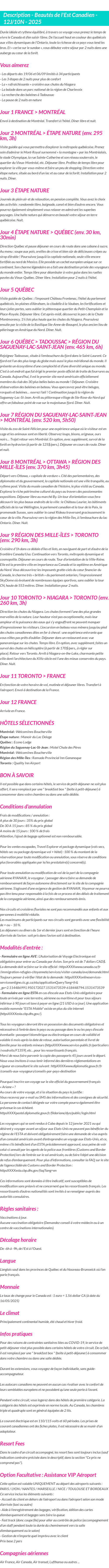 Détails du séjour