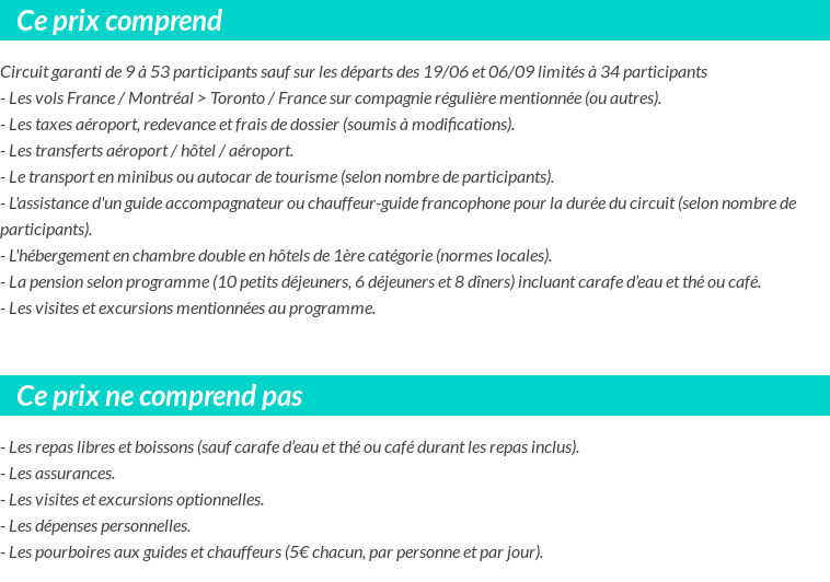 Conditions tarifaires