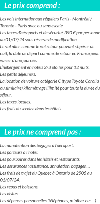 Conditions tarifaires