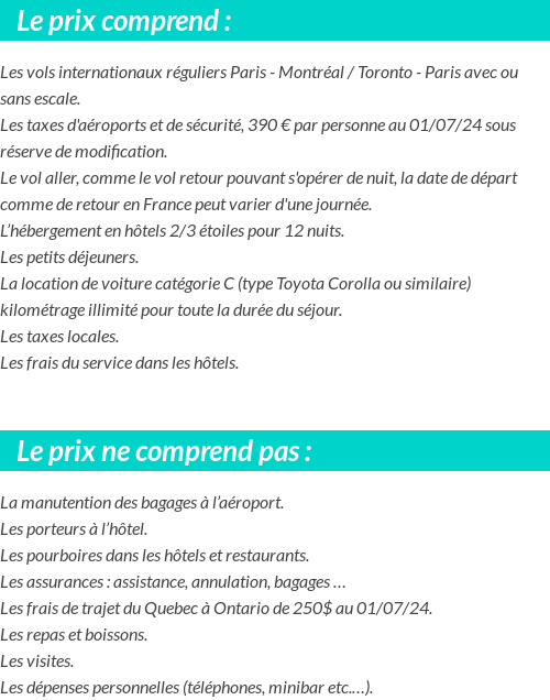 Conditions tarifaires