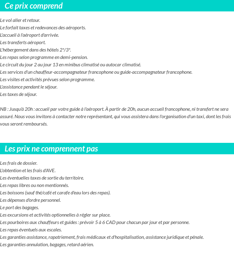 Conditions tarifaires