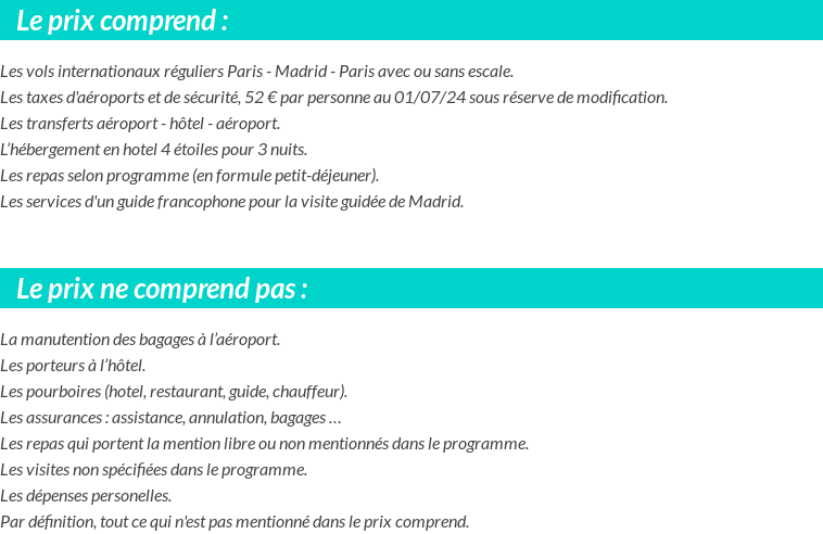 Conditions tarifaires