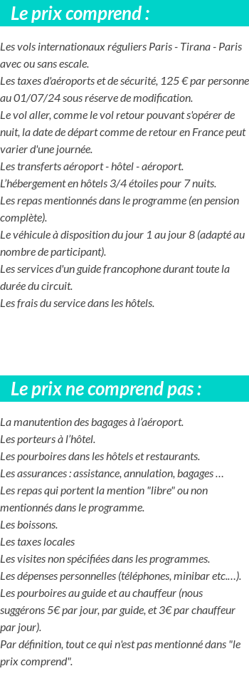 Conditions tarifaires