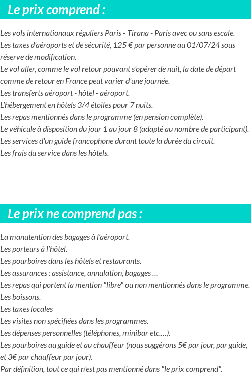 Conditions tarifaires