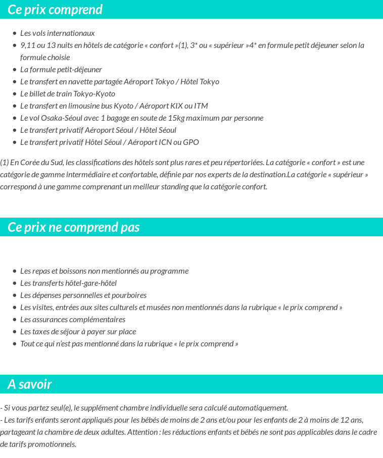 Conditions tarifaires