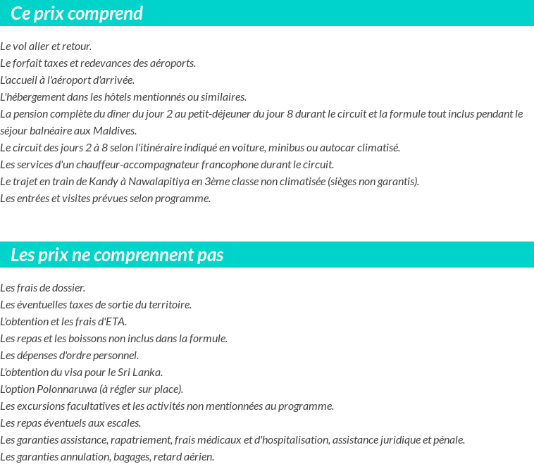 Conditions tarifaires