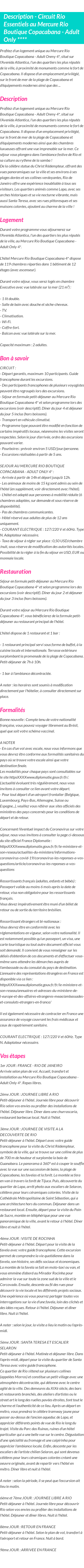 Détails du séjour