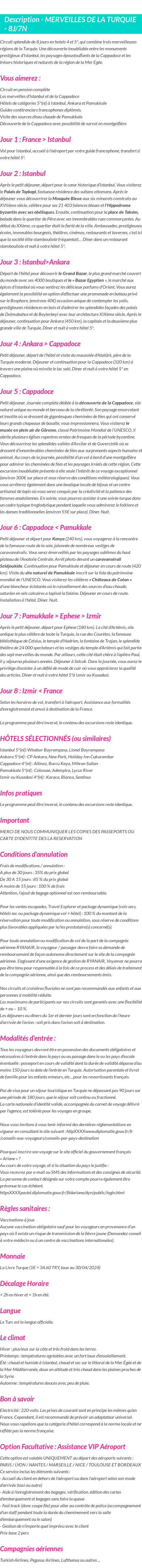 Détails du séjour