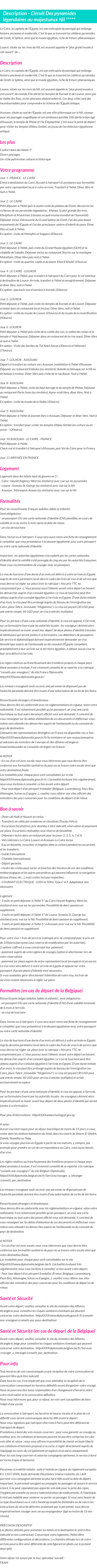Détails du séjour