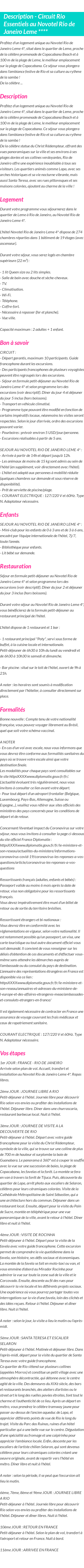 Détails du séjour