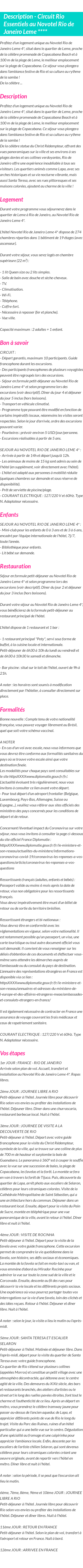 Détails du séjour