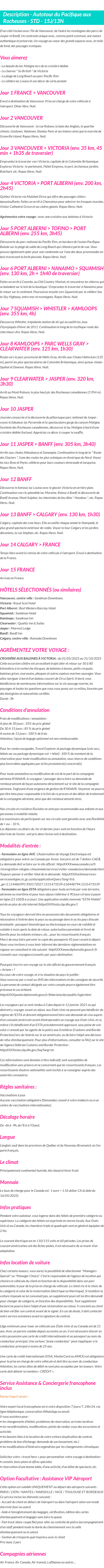 Détails du séjour
