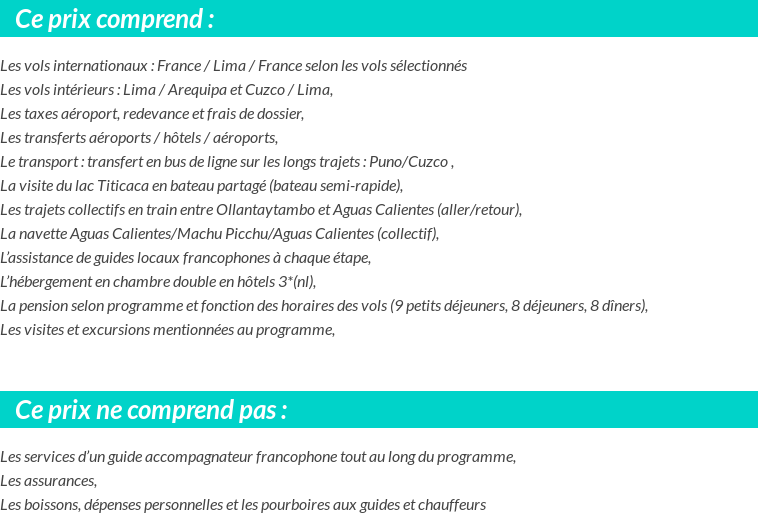 Conditions tarifaires