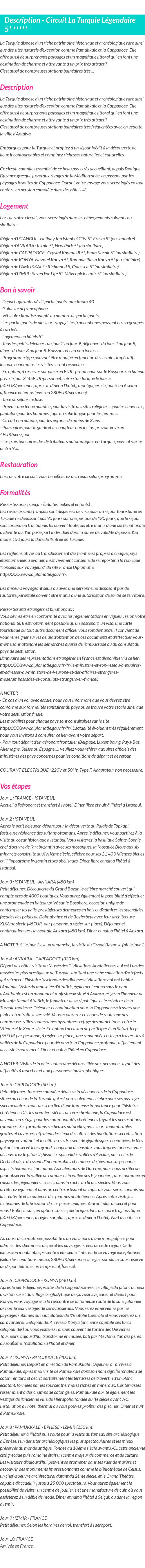 Détails du séjour