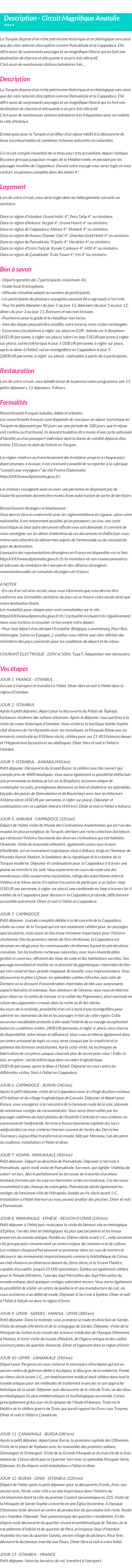 Détails du séjour