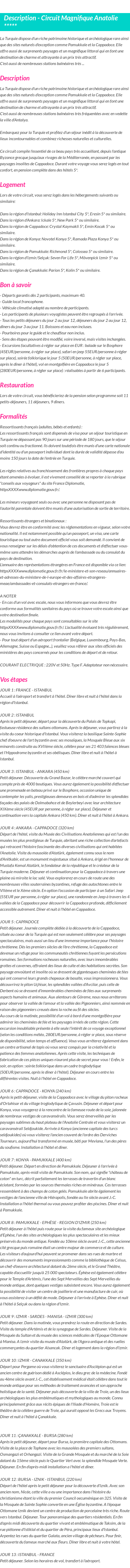 Détails du séjour