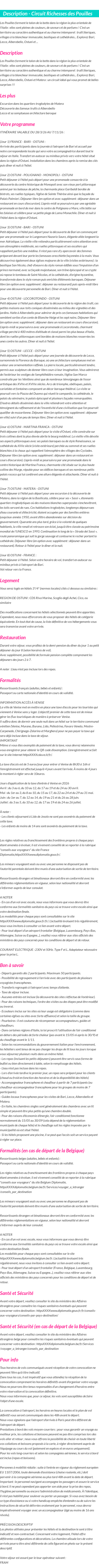 Détails du séjour