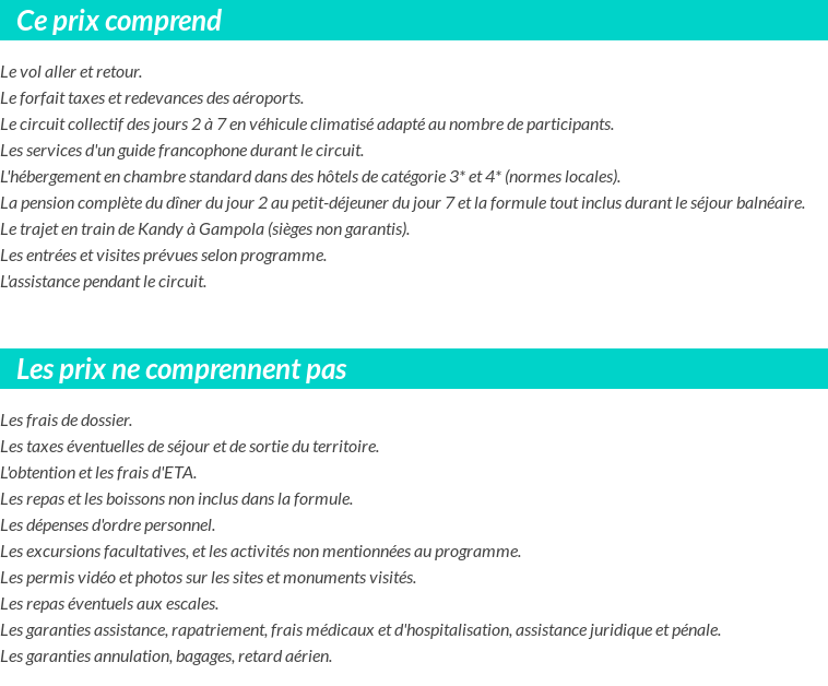 Conditions tarifaires