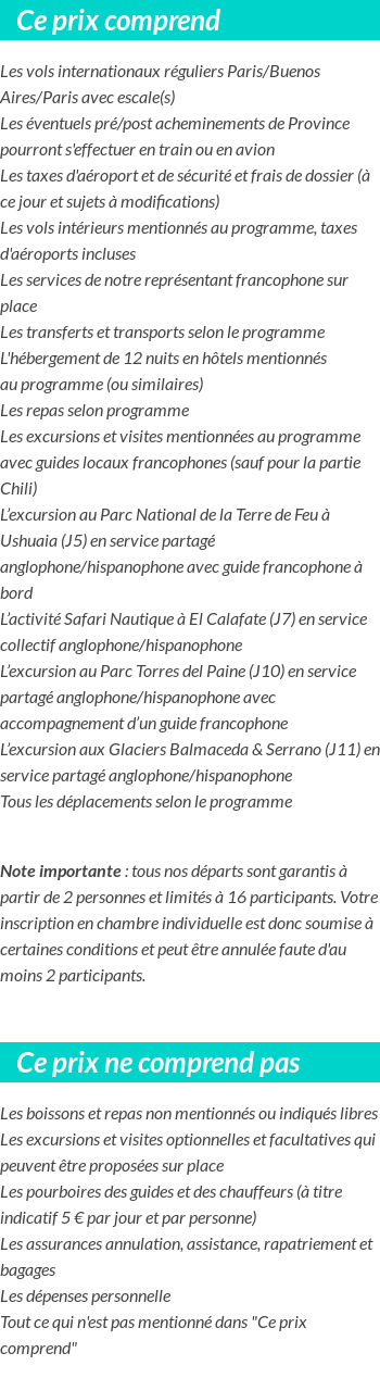Conditions tarifaires