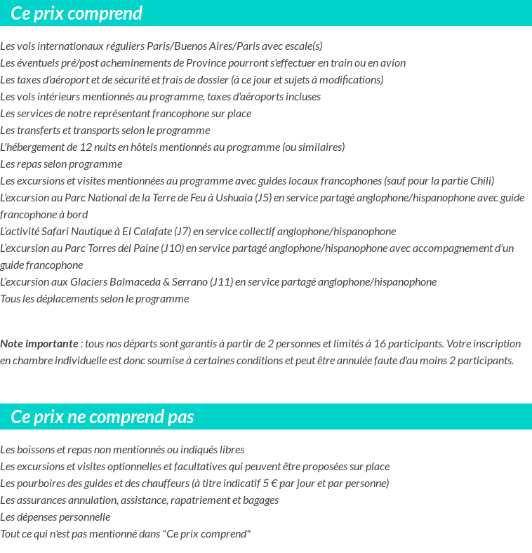 Conditions tarifaires