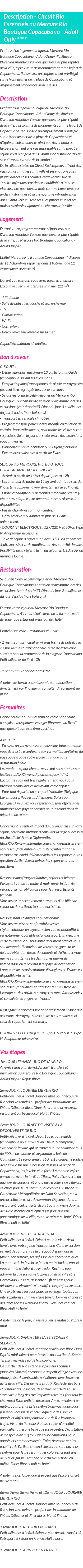 Détails du séjour