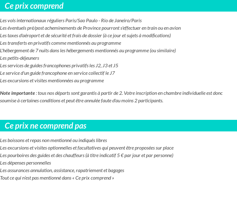Conditions tarifaires