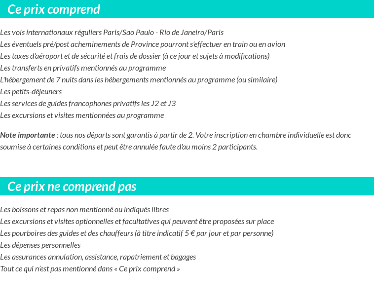 Conditions tarifaires
