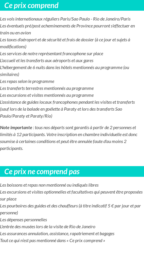 Conditions tarifaires