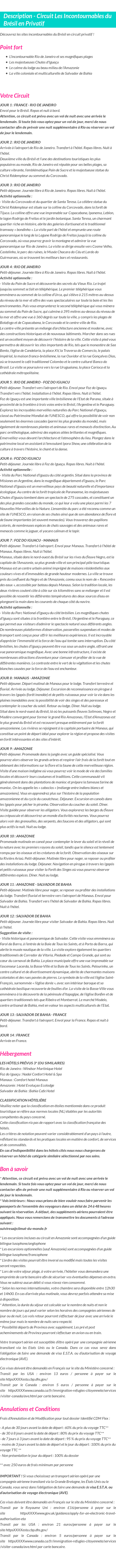 Détails du séjour