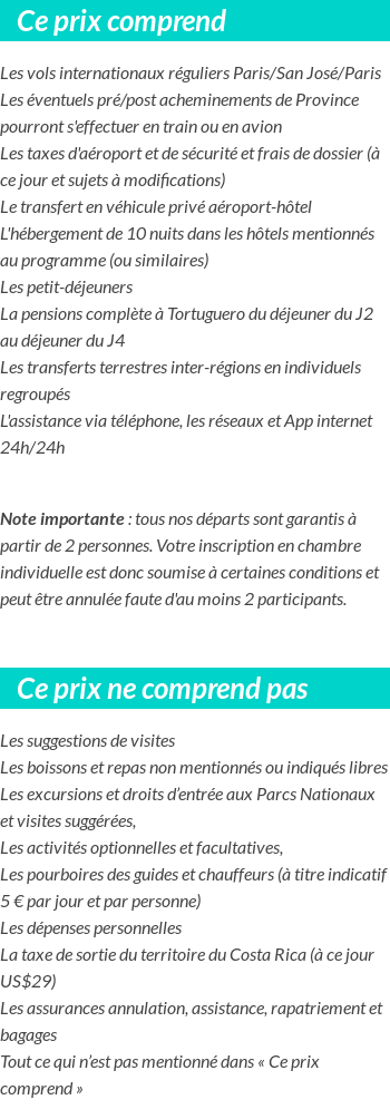 Conditions tarifaires